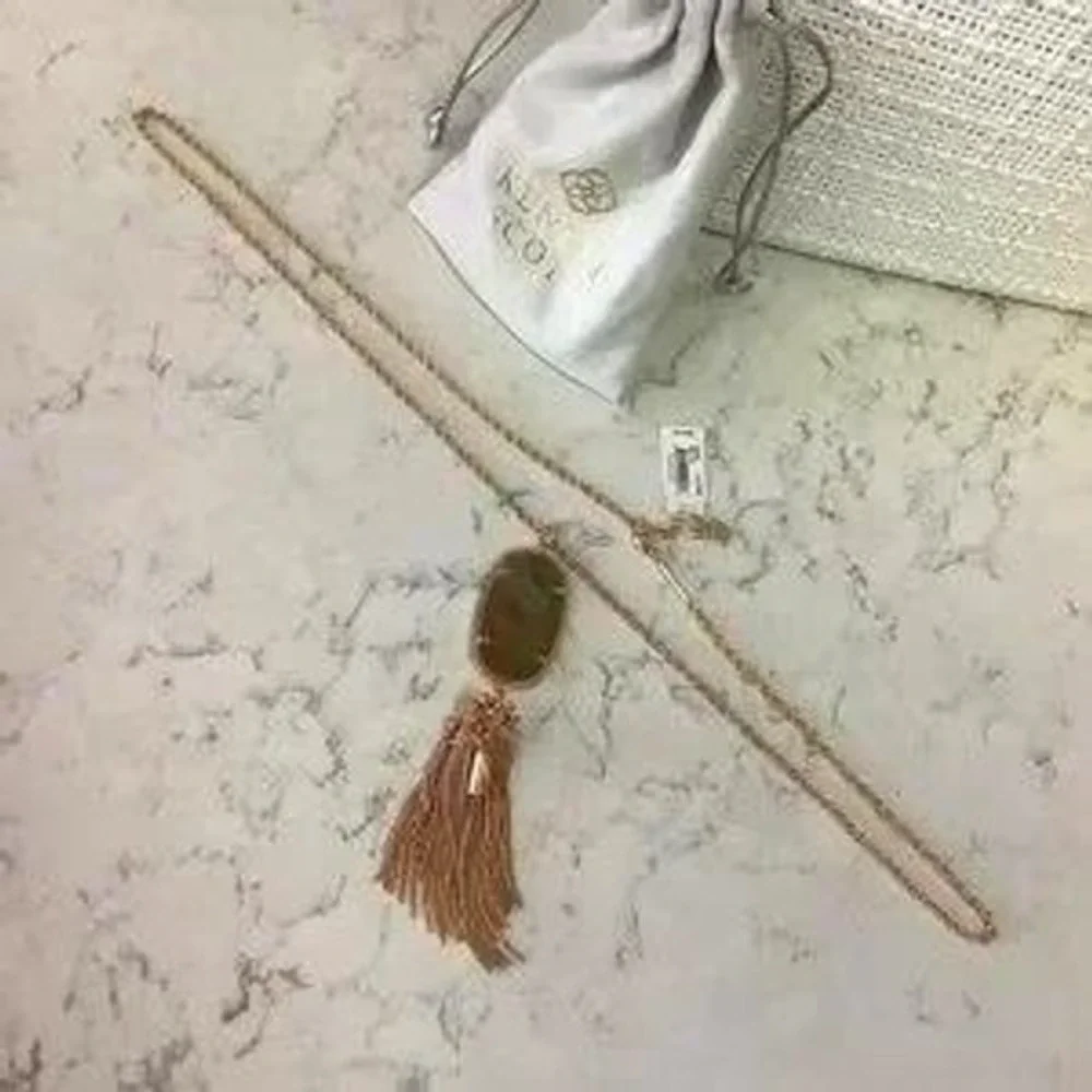 Kendra Scott Rayne Necklace Women Rose Gold NWT Opal Tassel Pendant Long